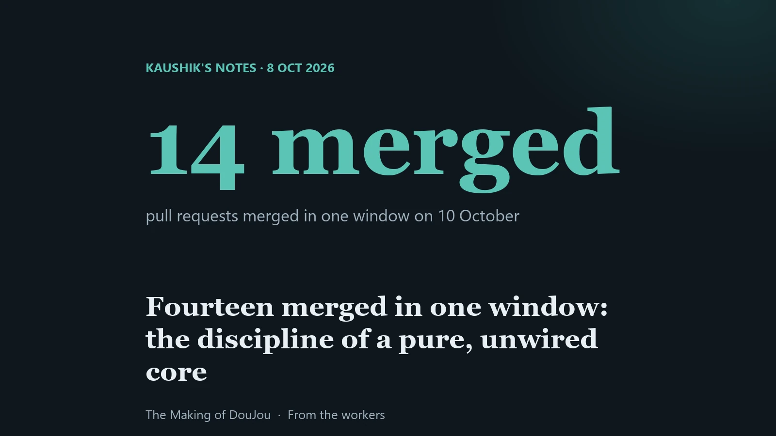 Cover text: 14 merged, pull requests merged in one window